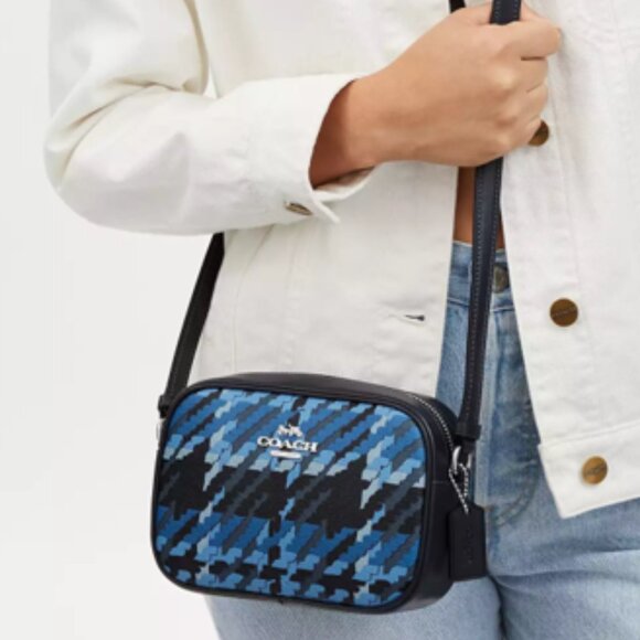 COACH Mini Camera Bag With Plaid Print - Picture 4 of 6